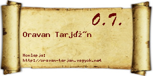 Oravan Tarján névjegykártya